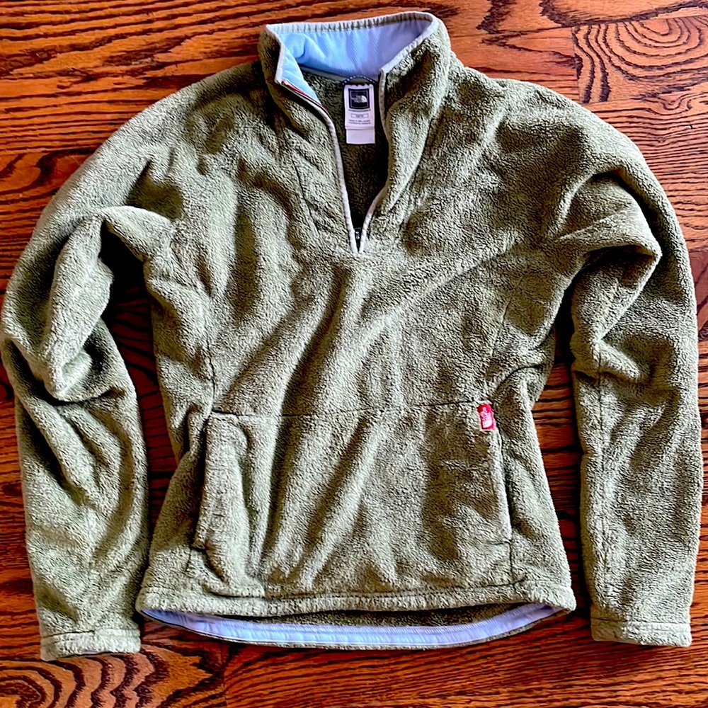 North Face pull over green fleece XS